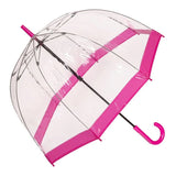 Clifton Clear Dome PVC Birdcage Pink Border Umbrella
