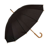 UPF50+ Clifton 12 Rib Timber Manual Walking Black Umbrella