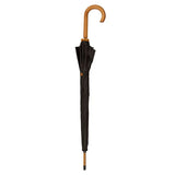 UPF50+ Clifton 12 Rib Timber Manual Walking Black Umbrella