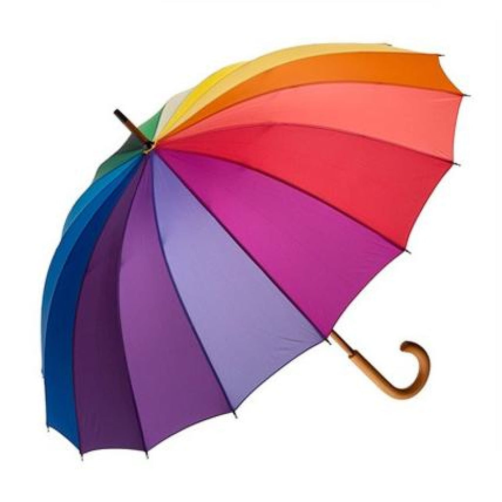 UPF25 Shelta Timber 16 Colour Rainbow Umbrella.