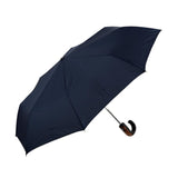 UPF50+ Clifton Auto Open Close Mens Folding Wood Trim Handle Navy Umbrella