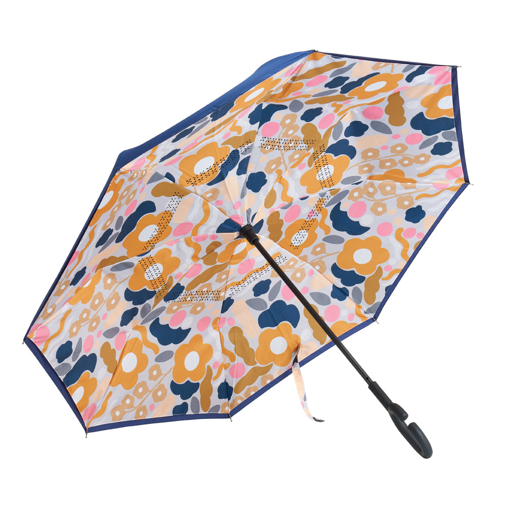 Annabel Trends Reverse Inverted Floral Puzzle Mustard Umbrella