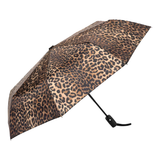 Clifton Auto Open Easy Close 8 Rib Safari Leopard Brown Umbrella