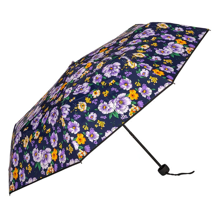 Clifton Floral Piped Edge Folding Mini Maxi Series Purple Wildflowers Umbrella