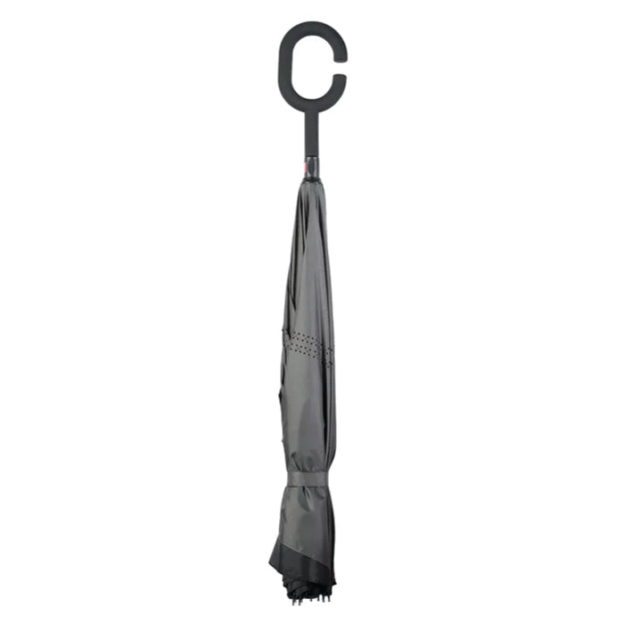 Clifton Outside-In Inverted Reverse Double Cover Black Grey Umbrella