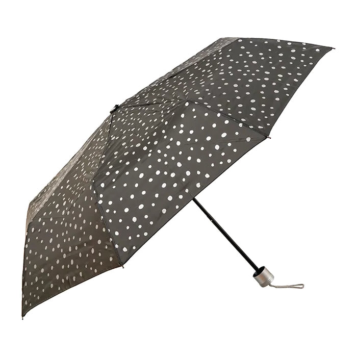 UPF50+ Clifton Mini Maxi Folding Compact Silver Spots Charcoal Umbrella