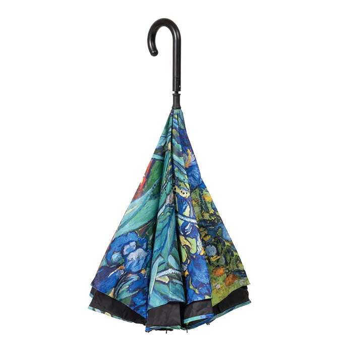 UPF50+ Clifton Outside-In Inverted Reverse Van Gogh Irises Umbrella