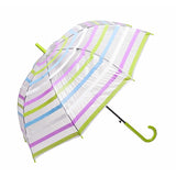 Clifton Auto Open PVC Clear Multi Coloured Stripes Umbrella