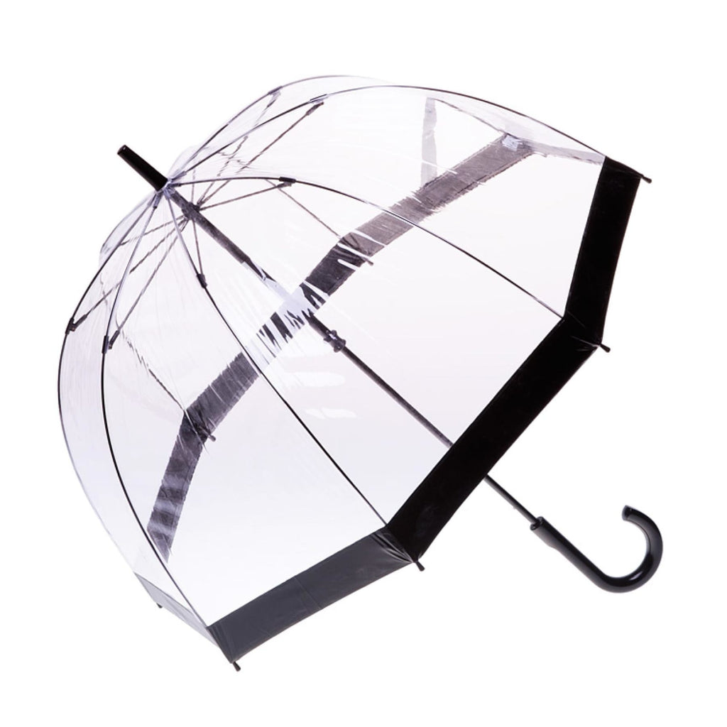 Clifton Clear Dome PVC Birdcage Black Border Umbrella.