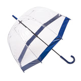 Clifton Clear Dome PVC Birdcage Navy Border Umbrella.