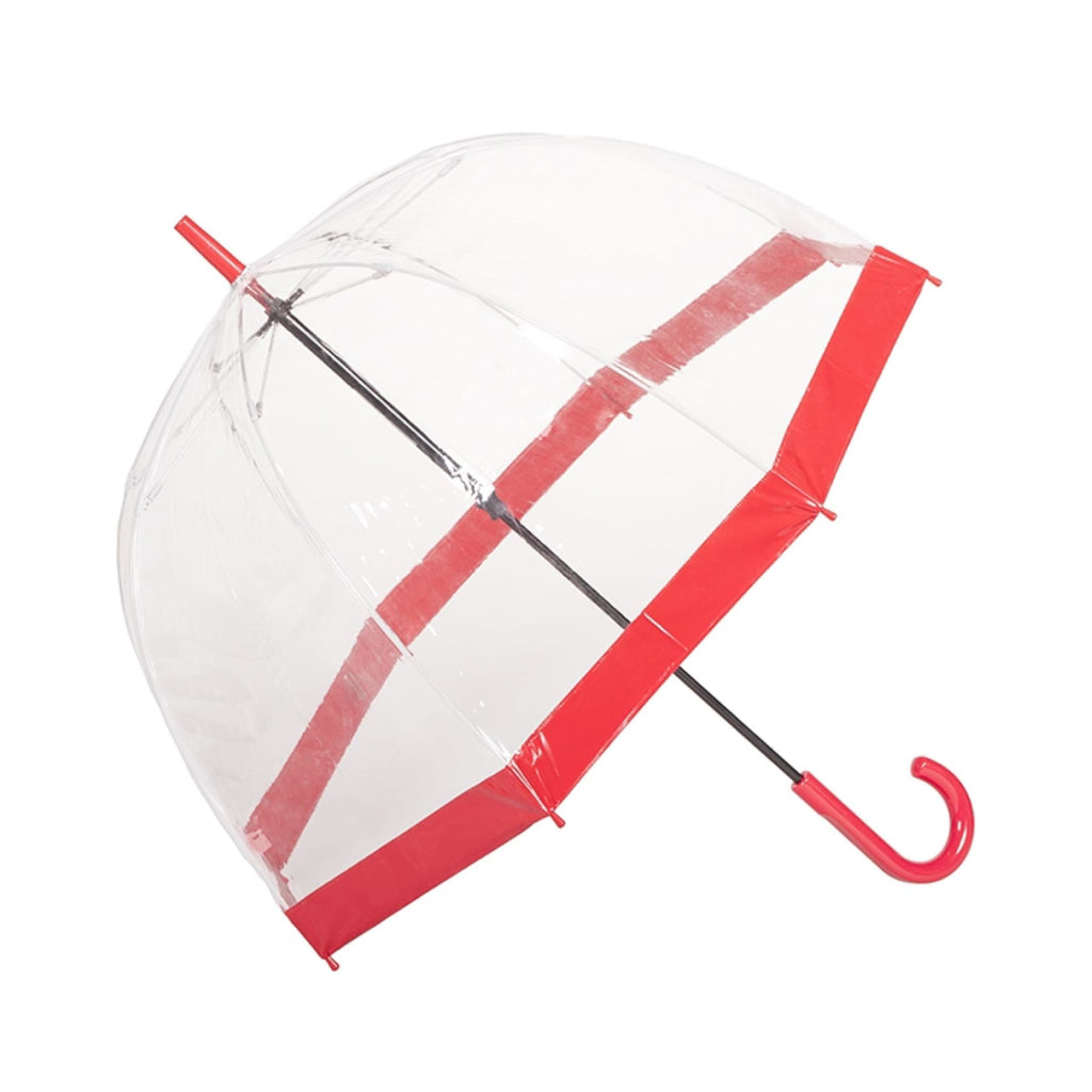 Clifton Clear Dome PVC Birdcage Red Border Umbrella.
