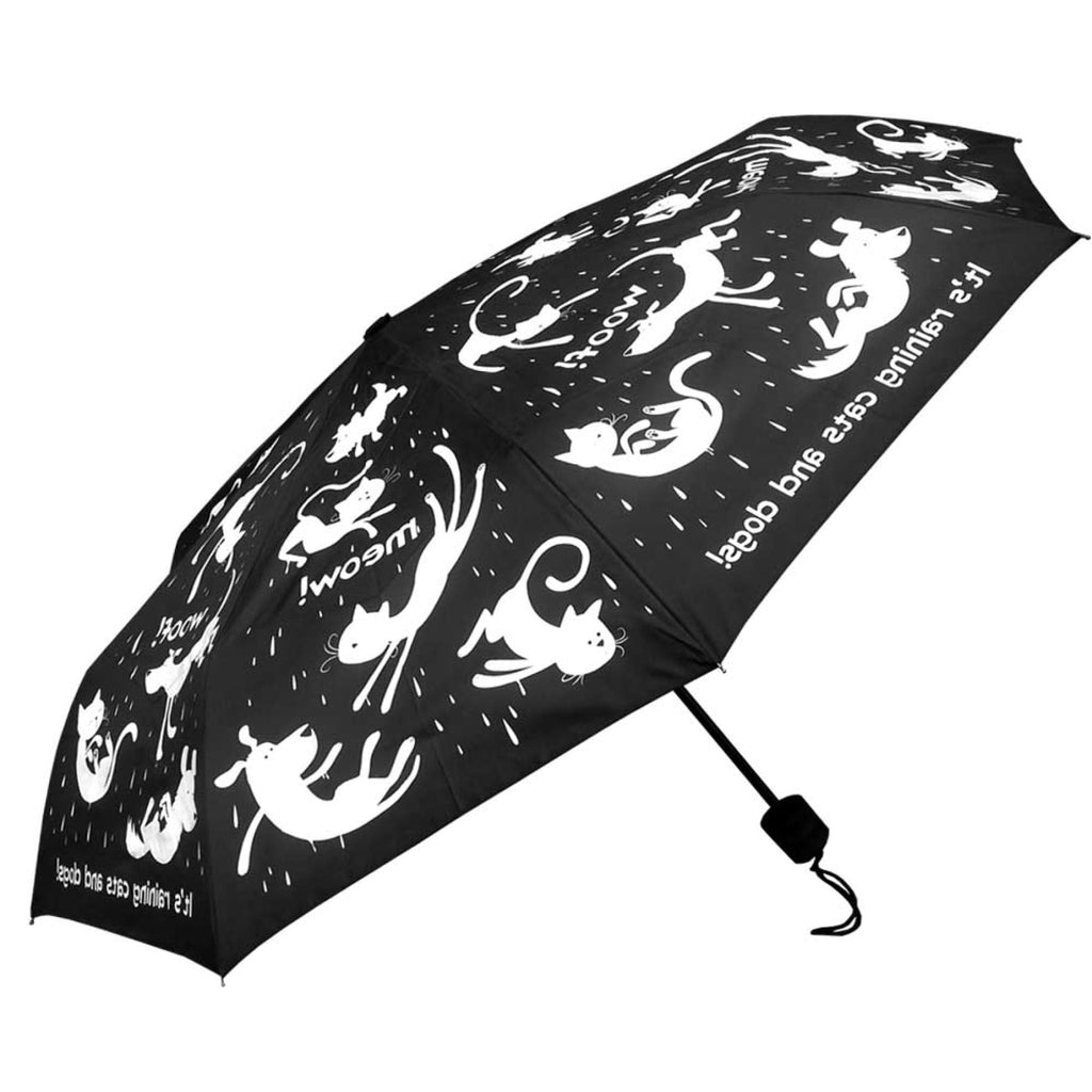 Clifton Compact Manual Black White Series Raining Cats and Dogs