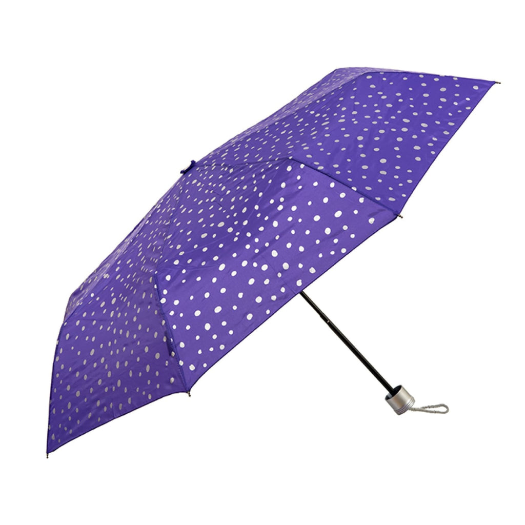 Clifton Mini Maxi Folding Compact Silver Spots Purple Umbrella