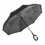 Clifton Outside-In Inverted Reverse Double Cover Black Grey Umbrella