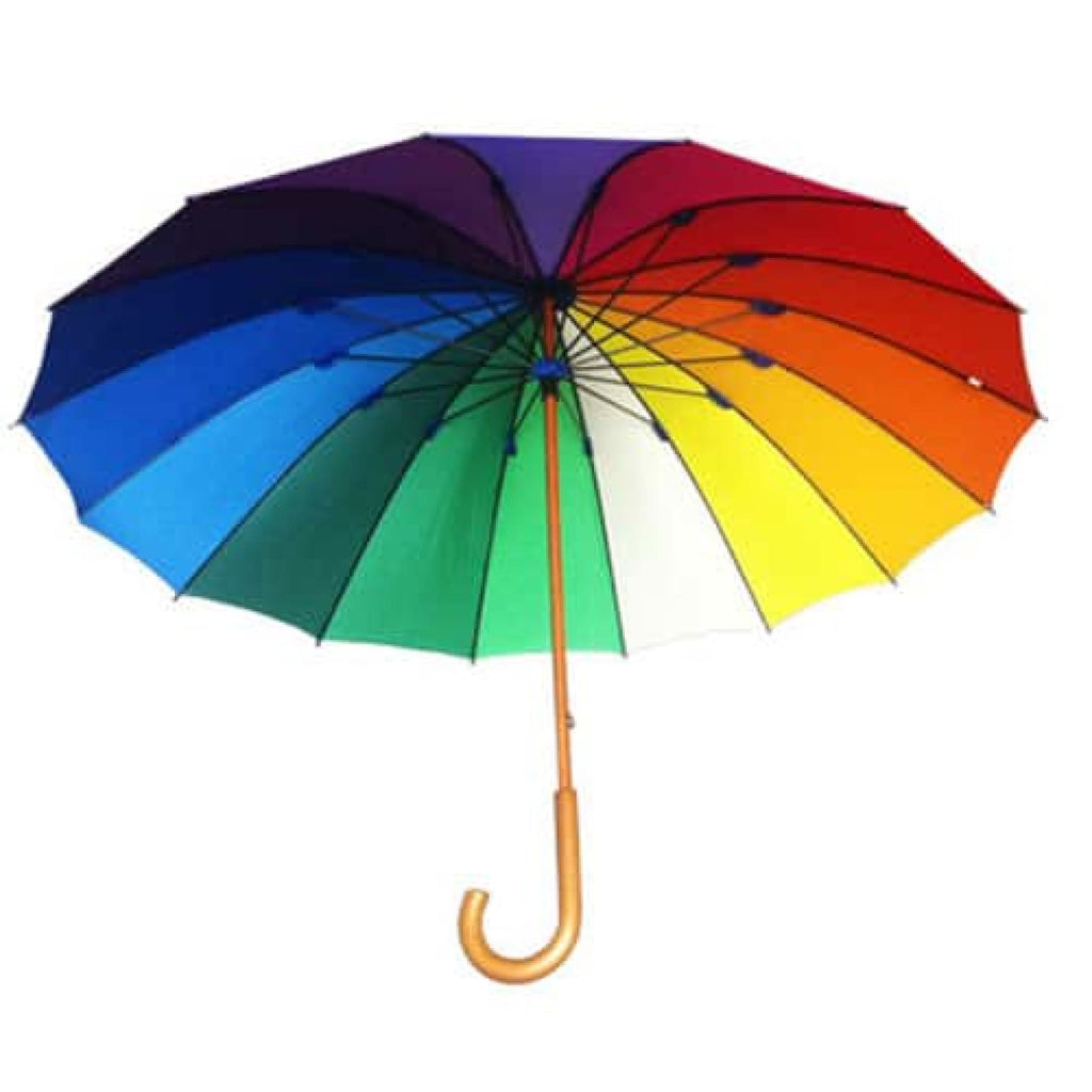 UPF25 Shelta Timber 16 Colour Rainbow Umbrella.